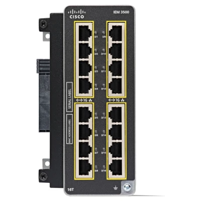 Модуль расширения Cisco IEM-3500-16T=, семейство: Cisco IEM-3500, типы и скорости: 16 × 10/100/1000 RJ45, место установки: Боковой интерфейс IE3500/IE3505 Модуль расширения Cisco IEM-3500-16T=, семейство: Cisco IEM-3500, типы и скорости: 16 × 10/100/1000 RJ45, место установки: Боковой интерфейс IE3500/IE3505