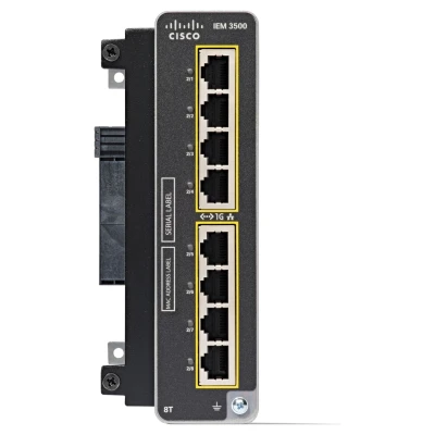 Модуль расширения Cisco IEM-3500-8T=, семейство: Cisco IEM-3500, типы и скорости: 8 × 10/100/1000 RJ45, место установки: Боковой интерфейс IE3500/IE3505